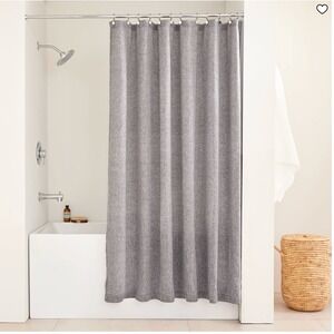 West Elm 100% Linen Shower Curtain Slate Melange Gray Textured 72" x 74"